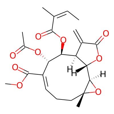 methyl (1S,2R,4R,7E,9S,10S,11R)-9-acetyloxy-4-methyl-10-[(Z)-2-methylbut-2-enoyl]oxy-12-methylidene-13-oxo-3,14-dioxatricyclo[9.3.0.02,4]tetradec-7-ene-8-carboxylate