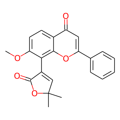 4H-1-Benzopyran-4-one, 8-(2,5-dihydro-5,5-dimethyl-2-oxo-3-furanyl)-7-methoxy-2-phenyl-
