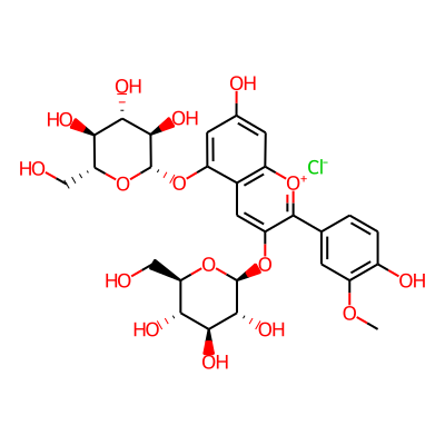 3,5-Bis(beta-D-glucopyranosyloxy)-7-hydroxy-2-(4-hydroxy-3-methoxyphenyl)-1-benzopyrylium chloride