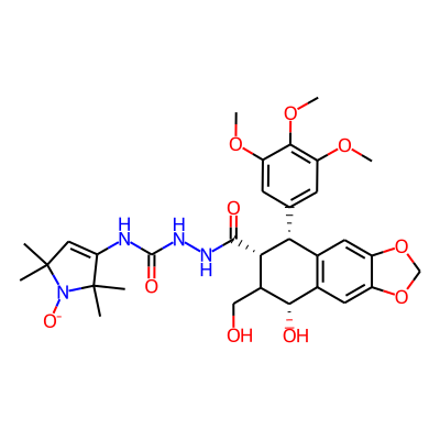 1-[[(5R,6R,8R)-8-hydroxy-7-(hydroxymethyl)-5-(3,4,5-trimethoxyphenyl)-5,6,7,8-tetrahydrobenzo[f][1,3]benzodioxole-6-carbonyl]amino]-3-(2,2,5,5-tetramethyl-1-oxidopyrrol-3-yl)urea