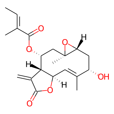 (1aR,3S,4E,5aR,8aR,9R,10aR)-3-hydroxy-4,10a-dimethyl-8-methylidene-7-oxo-1a,2,3,5a,7,8,8a,9,10,10a-decahydrooxireno[5,6]cyclodeca[1,2-b]furan-9-yl (2E)-2-methylbut-2-enoate