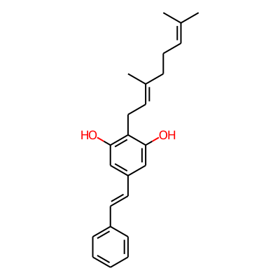 1,3-Benzenediol, 2-((2E)-3,7-dimethyl-2,6-octadienyl)-5-((1E)-2-phenylethenyl)-
