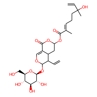 [5-ethenyl-1-oxo-6-[(2S,3R,4S,5S,6R)-3,4,5-trihydroxy-6-(hydroxymethyl)oxan-2-yl]oxy-4,4a,5,6-tetrahydro-3H-pyrano[3,4-c]pyran-3-yl] (2E)-6-hydroxy-2,6-dimethylocta-2,7-dienoate