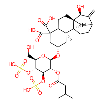 (1R,7S,9R,10S,13S,15S)-15-hydroxy-7-[(2R,3R,4R,5R,6R)-6-(hydroxymethyl)-3-(3-methylbutanoyloxy)-4,5-disulfooxyoxan-2-yl]oxy-9-methyl-14-methylidenetetracyclo[11.2.1.01,10.04,9]hexadecane-5,5-dicarboxy