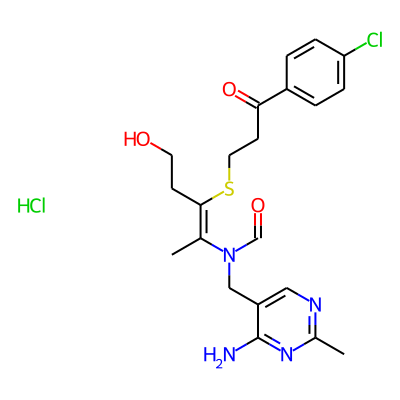 N-[(4-Amino-2-methylpyrimidin-5-yl)methyl]-N-[(Z)-3-[3-(4-chlorophenyl)-3-oxopropyl]sulfanyl-5-hydroxypent-2-en-2-yl]formamide;hydrochloride