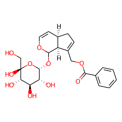 ((1R,6S)-2-((2S,3R,4R,5S,6S)-3,4,5,6-tetrahydroxy-6-(hydroxymethyl)oxan-2-yl)oxy-3-oxabicyclo(4.3.0)nona-4,8-dien-9-yl)methyl benzoate
