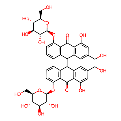 1-hydroxy-10-[4-hydroxy-2-(hydroxymethyl)-10-oxo-5-[(2S,3R,4S,5S,6R)-3,4,5-trihydroxy-6-(hydroxymethyl)oxan-2-yl]oxy-9H-anthracen-9-yl]-3-(hydroxymethyl)-8-[(2S,3R,4S,5S,6R)-3,4,5-trihydroxy-6-(hydrox