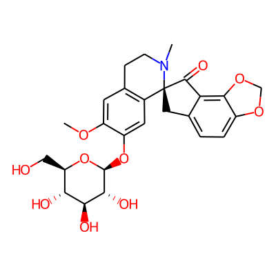 Spiro(7H-indeno(4,5-d)-1,3-dioxole-7,1'(2'H)-isoquinolin)-8(6H)-one,7'-(beta-D-glucopyranosyloxy)-3',4'-dihydro-6'-methoxy-2'-methyl-, (2'S)-