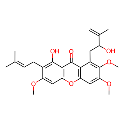 1-Hydroxy-3,6,7-trimethoxy-2-(3-methyl-2-butenyl)-8-(2-hydroxy-3-methyl-3-butenyl)-xanthone