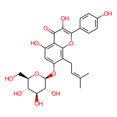 3,5-dihydroxy-2-(4-hydroxyphenyl)-8-(3-methylbut-2-enyl)-7-[(2S,3R,4S,5S,6R)-3,4,5-trihydroxy-6-(hydroxymethyl)oxan-2-yl]oxychromen-4-one