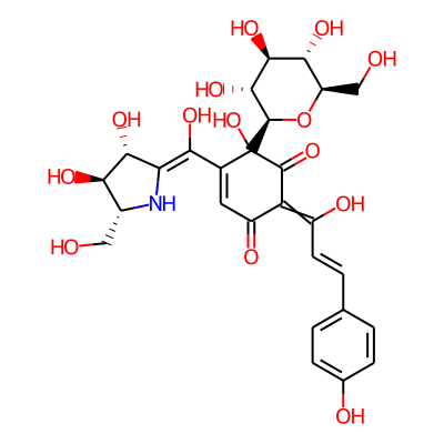 5-[(E)-[(3R,4R,5R)-3,4-dihydroxy-5-(hydroxymethyl)pyrrolidin-2-ylidene]-hydroxymethyl]-6-hydroxy-2-[(E)-1-hydroxy-3-(4-hydroxyphenyl)prop-2-enylidene]-6-[(2R,3R,4S,5S,6R)-3,4,5-trihydroxy-6-(hydroxyme