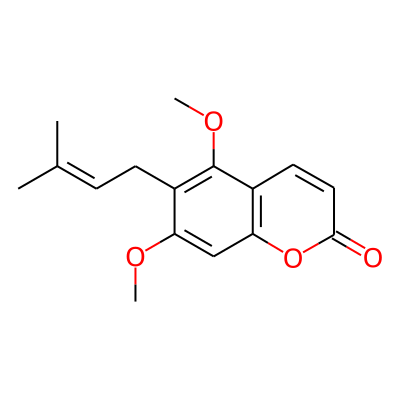 2H-1-Benzopyran-2-one, 5,7-dimethoxy-6-(3-methyl-2-butenyl)-