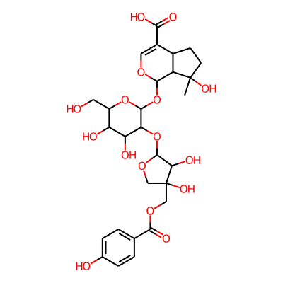 1-[3-[3,4-dihydroxy-4-[(4-hydroxybenzoyl)oxymethyl]oxolan-2-yl]oxy-4,5-dihydroxy-6-(hydroxymethyl)oxan-2-yl]oxy-7-hydroxy-7-methyl-4a,5,6,7a-tetrahydro-1H-cyclopenta[c]pyran-4-carboxylic acid
