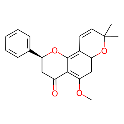 4H,8H-Benzo(1,2-b:3,4-b')dipyran-4-one, 2,3-dihydro-5-methoxy-8,8-dimethyl-2-phenyl-, (S)-