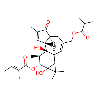 2-Butenoic acid, 2-methyl-, 1a,1b,4,4a,5,7a,7b,8,9,9a-decahydro-7b,9a-dihydroxy-1,1,6,8-tetramethyl-3-((2-methyl-1-oxopropoxy)methyl)-5-oxo-1H-cyclopropa(3,4)benz(1,2-e)azulen-9-yl ester, (1aR-(1aalph