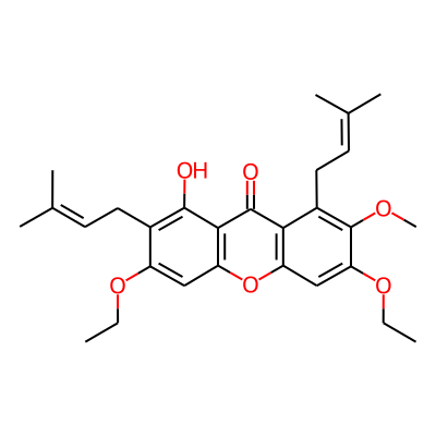 3,6-Diethoxy-1-hydroxy-7-methoxy-2,8-bis(3-methylbut-2-enyl)xanthen-9-one