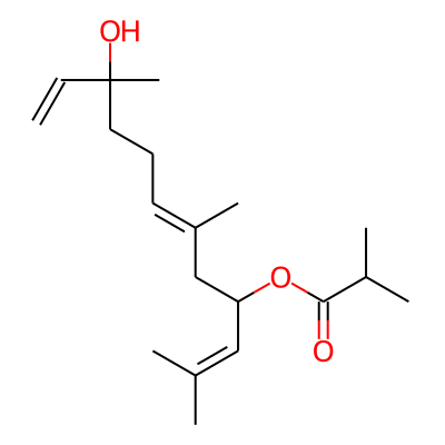 (E)-3-Hydroxyfarnesa-1,6,10-trien-9-yl isobutyrate