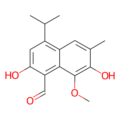 1-Naphthalenecarboxaldehyde, 2,7-dihydroxy-8-methoxy-6-methyl-4-(1-methylethyl)-