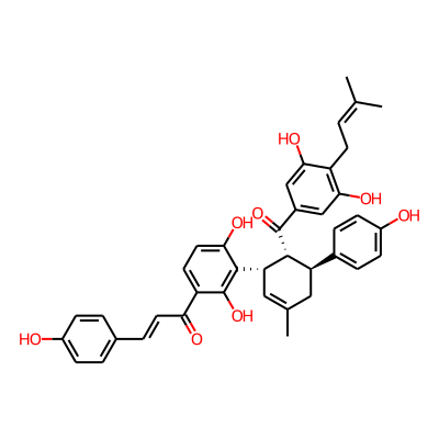 (E)-1-[3-[(1S,5S,6R)-6-[3,5-dihydroxy-4-(3-methylbut-2-enyl)benzoyl]-5-(4-hydroxyphenyl)-3-methylcyclohex-2-en-1-yl]-2,4-dihydroxyphenyl]-3-(4-hydroxyphenyl)prop-2-en-1-one