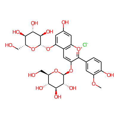 3,5-Bis(beta-D-glucopyranosyloxy)-7-hydroxy-2-(4-hydroxy-3-methoxyphenyl)-1-benzopyrylium chloride