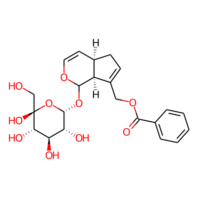 ((1R,6S)-2-((2S,3R,4R,5S,6S)-3,4,5,6-tetrahydroxy-6-(hydroxymethyl)oxan-2-yl)oxy-3-oxabicyclo(4.3.0)nona-4,8-dien-9-yl)methyl benzoate