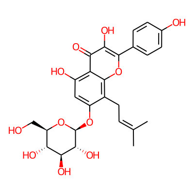 3,5-dihydroxy-2-(4-hydroxyphenyl)-8-(3-methylbut-2-enyl)-7-[(2S,3R,4S,5S,6R)-3,4,5-trihydroxy-6-(hydroxymethyl)oxan-2-yl]oxychromen-4-one