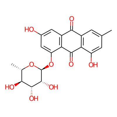 9,10-Anthracenedione, 1-((6-deoxy-alpha-L-mannopyranosyl)oxy)-3,8-dihydroxy-6-methyl-