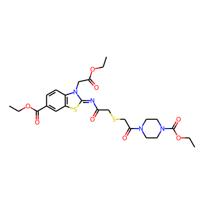 Ethyl 2-[2-[2-(4-ethoxycarbonylpiperazin-1-yl)-2-oxoethyl]sulfanylacetyl]imino-3-(2-ethoxy-2-oxoethyl)-1,3-benzothiazole-6-carboxylate