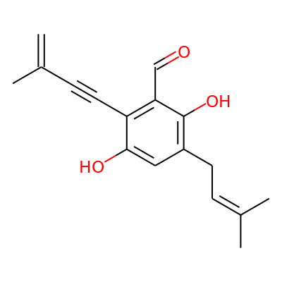 2,5-Dihydroxy-3-isopropenyl-6-(3-methylbut-3-en-1-ynyl)benzaldehyde