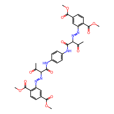 1,4-Benzenedicarboxylic acid, 2,2'-[1,4-phenylenebis[imino(1-acetyl-2-oxo-2,1-ethanediyl)-2,1-diazenediyl]]bis-, 1,1',4,4'-tetramethyl ester